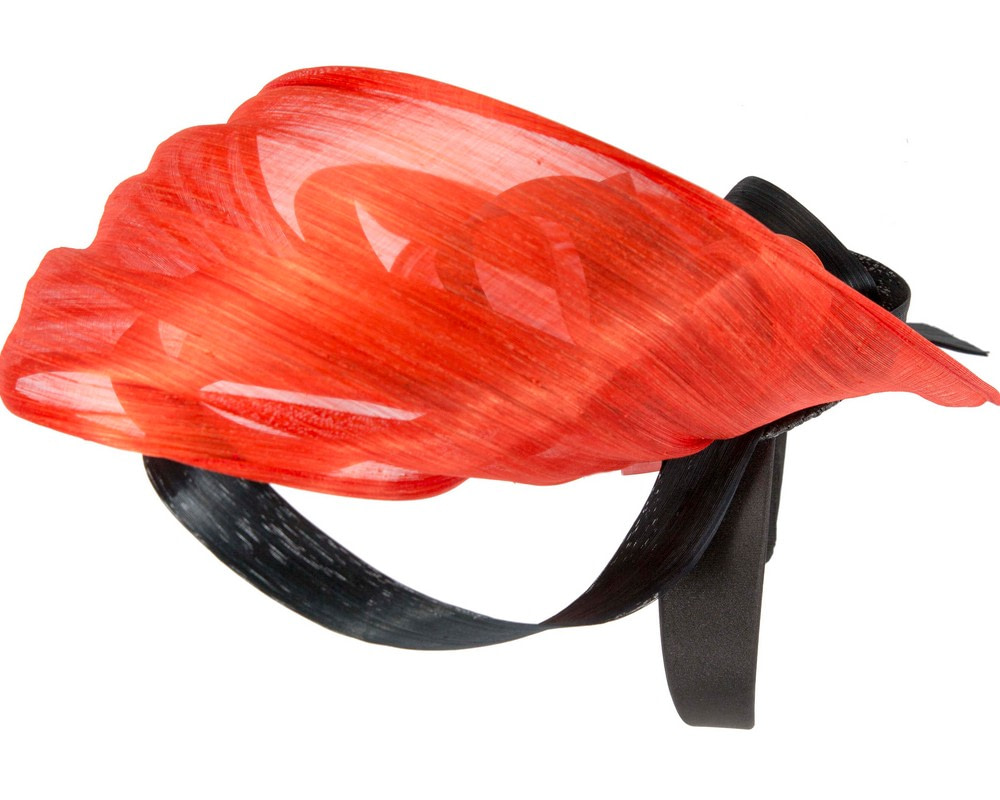 Large bespoke orange & black fascinator by Fillies Collection - Image 3
