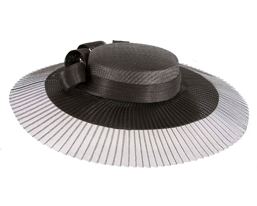 Wide brim black boater hat by Fillies Collection - Image 6