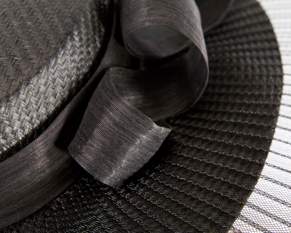 Wide brim black boater hat by Fillies Collection - Image 5