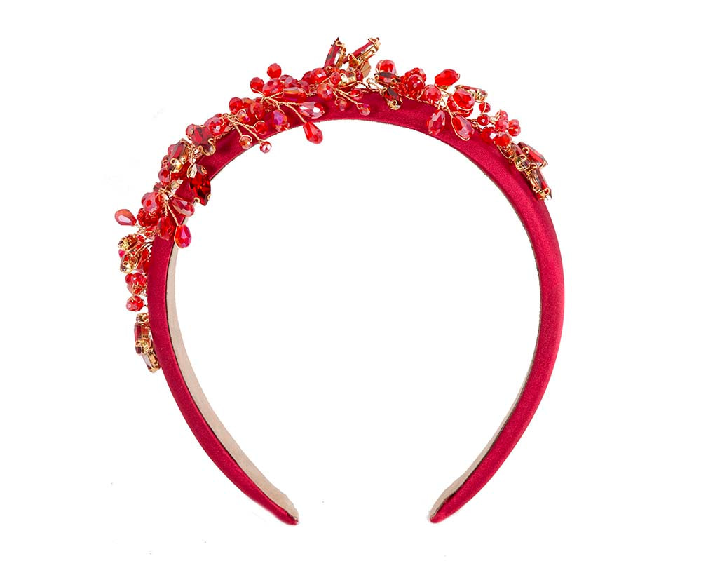 Red crystal headband fascinator - Image 2