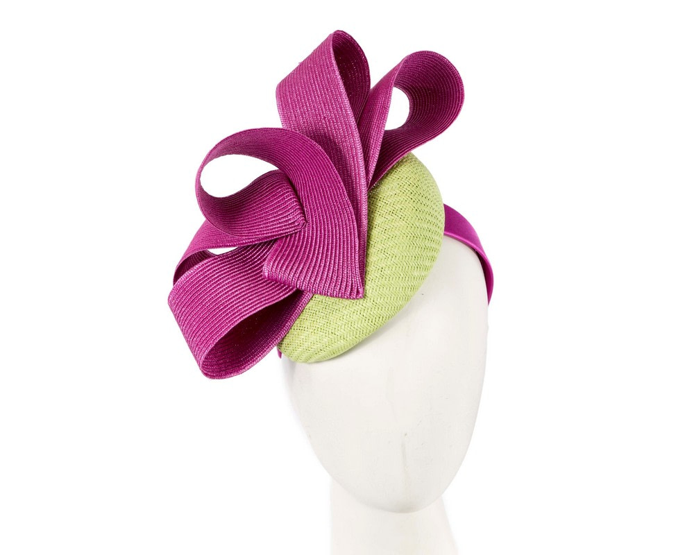 Bespoke lime & fuchsia pillbox fascinator by Fillies Collection