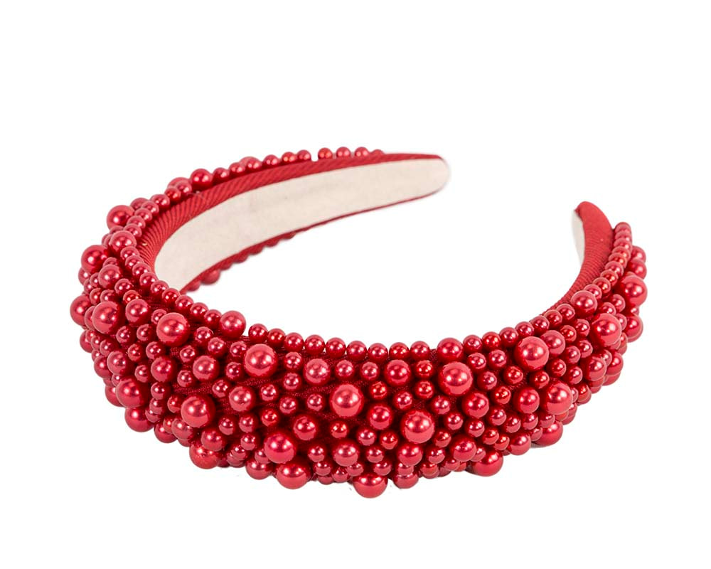 Red pearls fascinator headband - Image 4