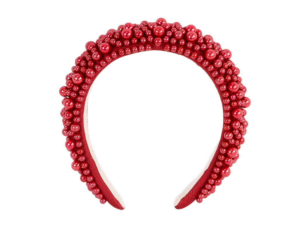 Red pearls fascinator headband - Image 2