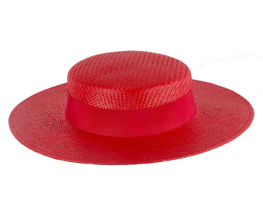 Red boater hat by Max Alexander - Fascinators.com.au Red boater hat by Max Alexander - Image 4