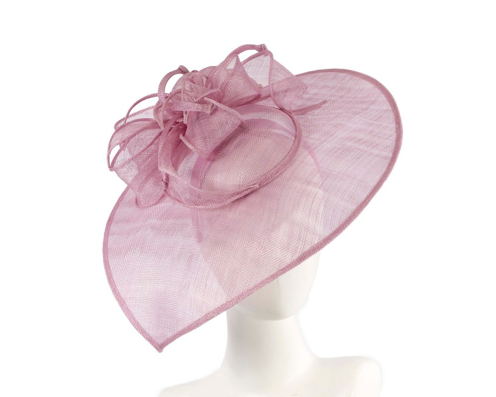 Large dusty pink sinamay fascinator hat