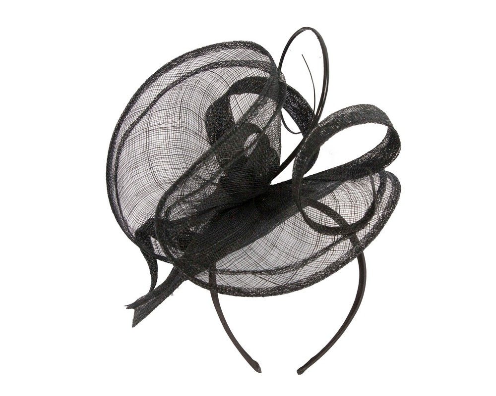 Large black sinamay fascinator by Max Alexander - Fascinators.com.au Large black sinamay fascinator by Max Alexander - Image 4
