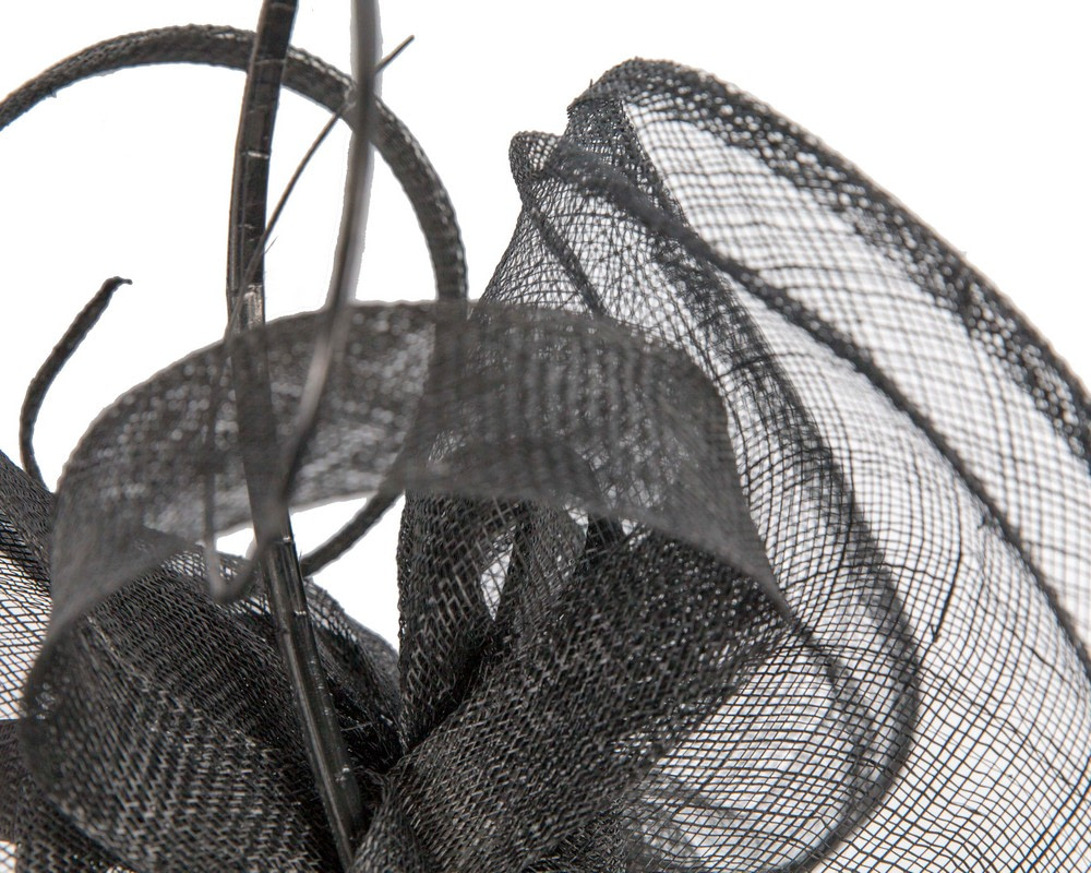 Large black sinamay fascinator by Max Alexander - Fascinators.com.au Large black sinamay fascinator by Max Alexander - Image 3