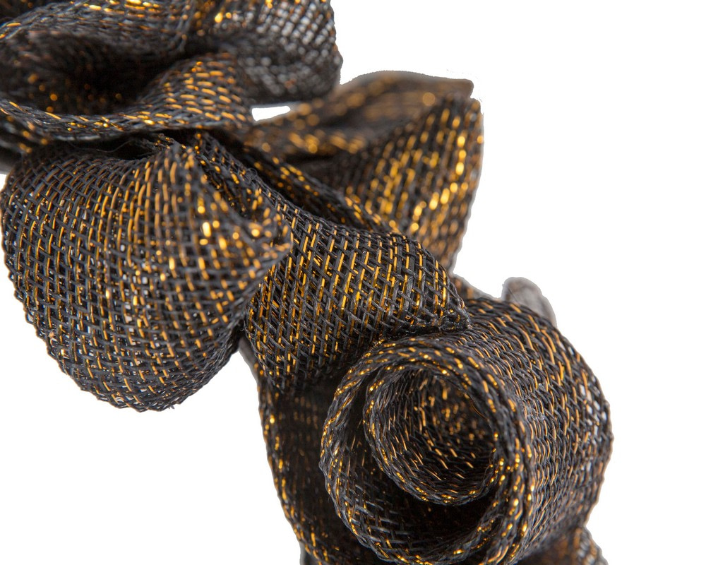Black & gold curly fascinator by Max Alexander - Fascinators.com.au Black & gold curly fascinator by Max Alexander - Image 3