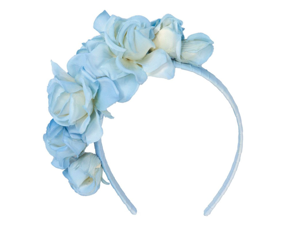 Elegant light blue flower headband by Max Alexander - Image 2