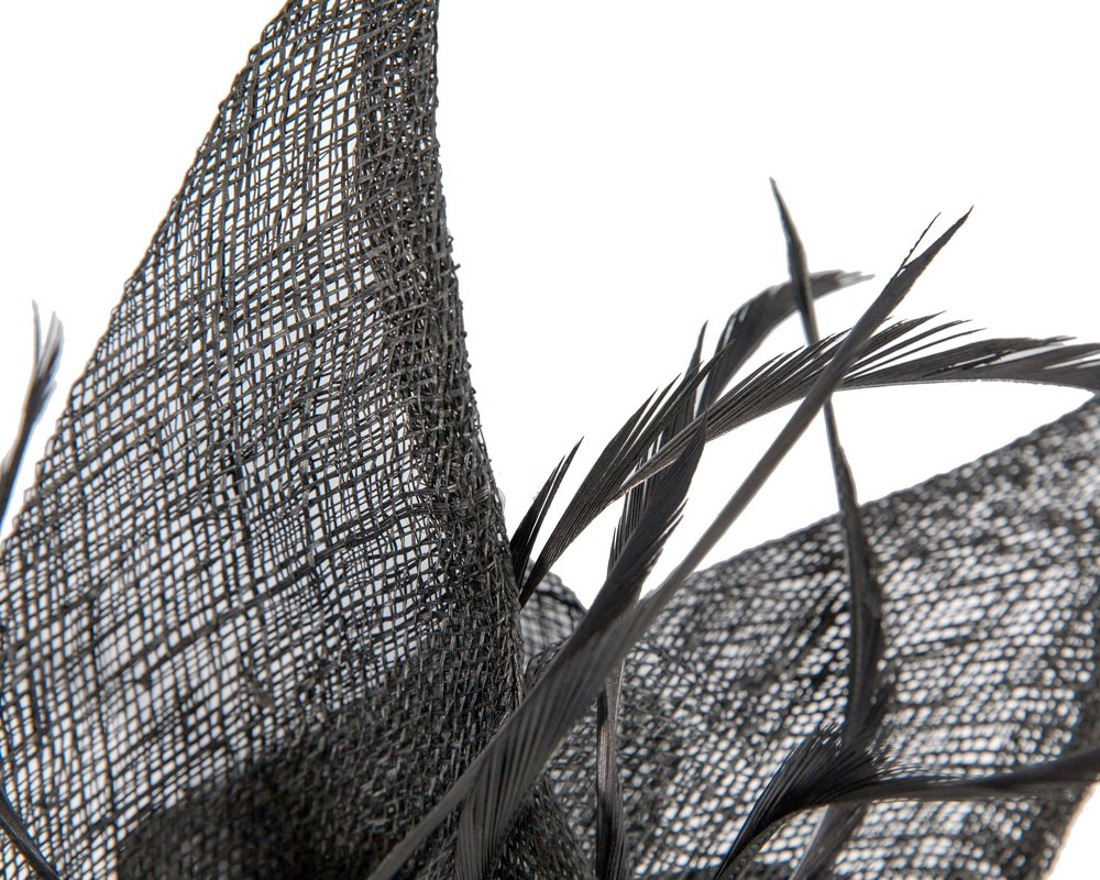 Pointy black sinamay fascinator by Max Alexander - Fascinators.com.au Pointy black sinamay fascinator by Max Alexander - Image 3
