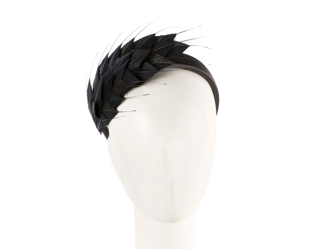 Black feather fascinator headband