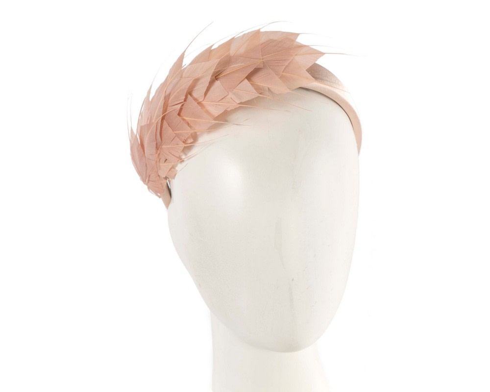 Nude feather fascinator headband