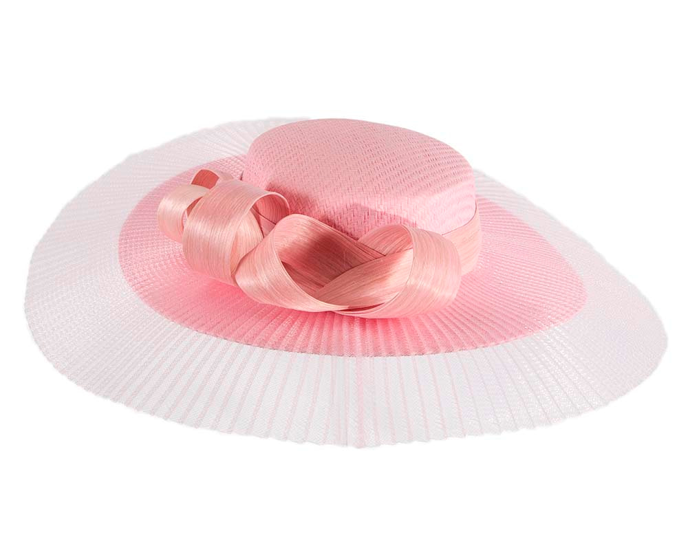 Wide brim pink boater hat by Fillies Collection - Fascinators.com.au Wide brim pink boater hat by Fillies Collection - Image 6