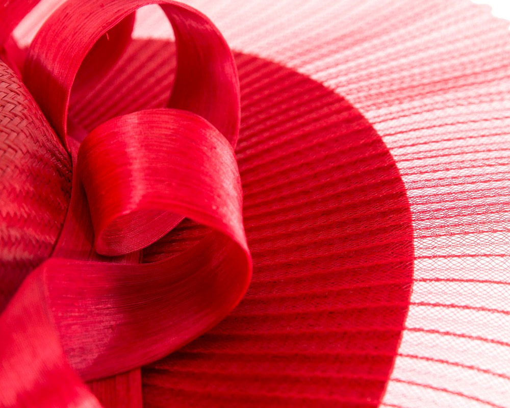 Wide brim red boater hat by Fillies Collection - Fascinators.com.au Wide brim red boater hat by Fillies Collection - Image 3