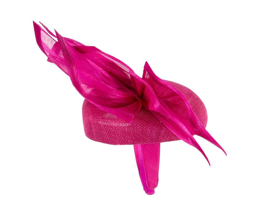 Bespoke magenta spring racing fascinator pillbox by Fillies Collection - Image 4