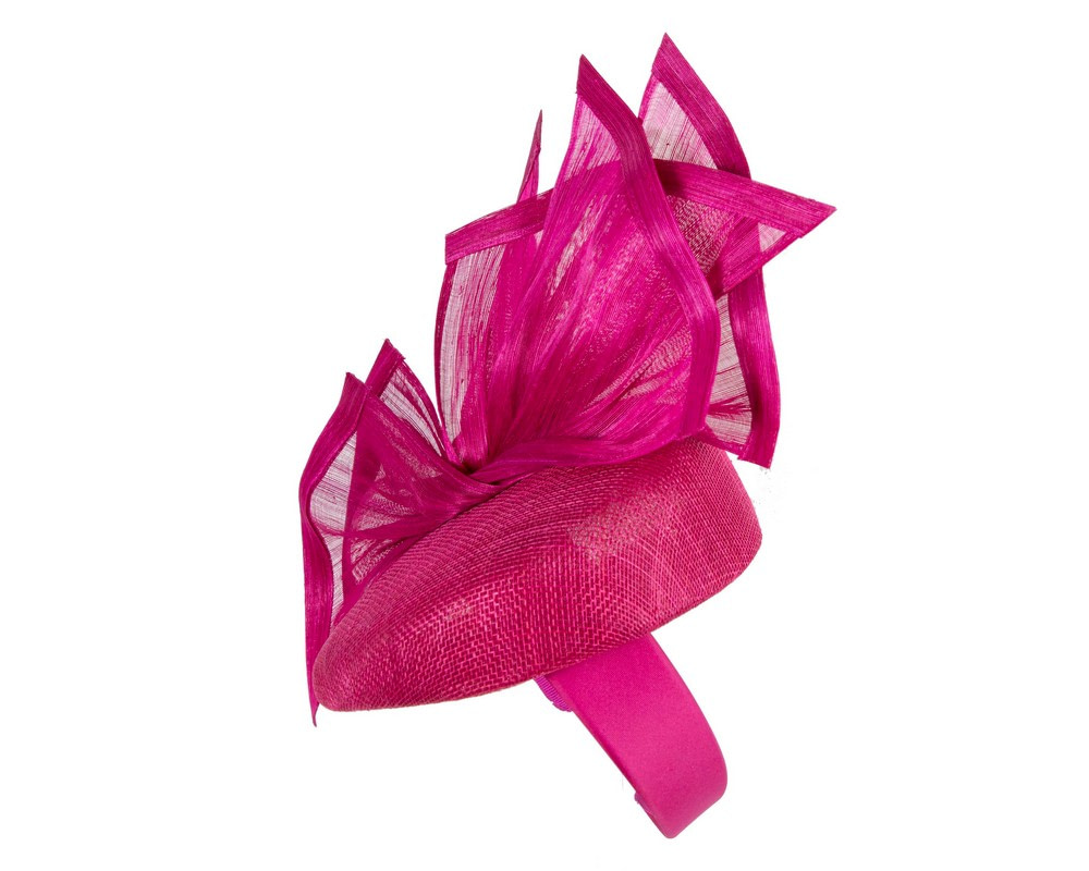 Bespoke magenta spring racing fascinator pillbox by Fillies Collection - Image 3