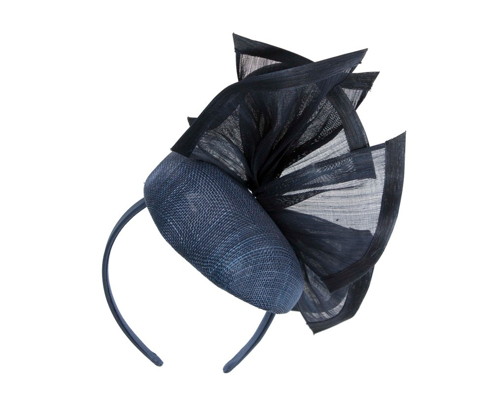 Bespoke navy spring racing fascinator pillbox by Fillies Collection - Image 6