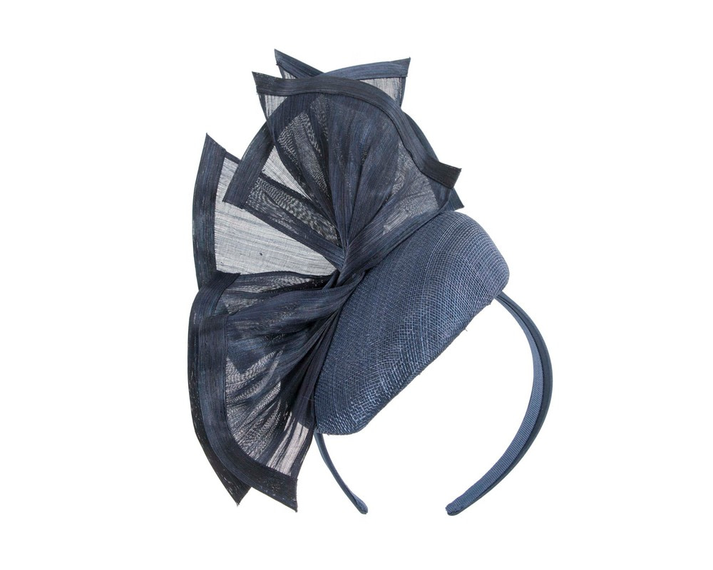Bespoke navy spring racing fascinator pillbox by Fillies Collection - Image 2