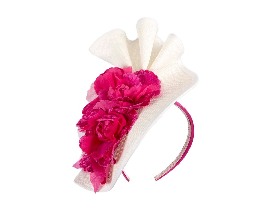 White & Fuchsia Fillies Collection racing fascinator - Image 2
