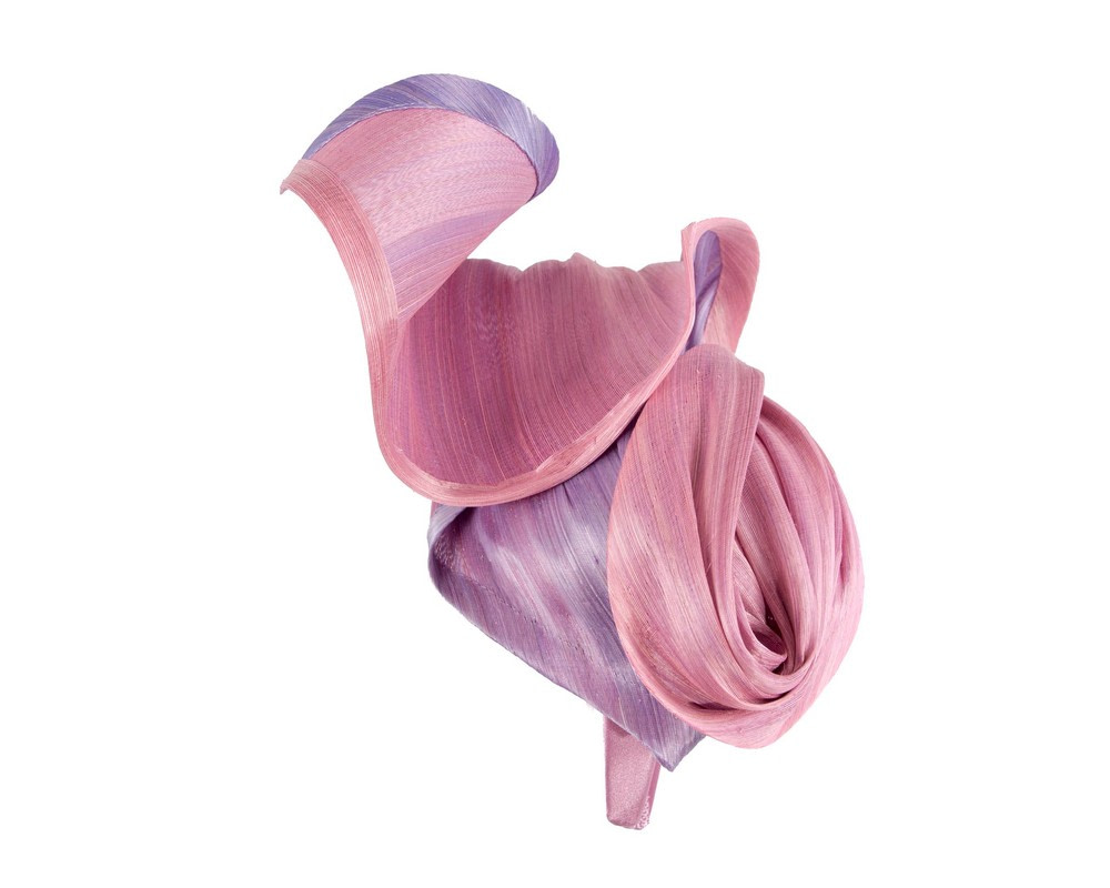 Dusty Pink & Lilac silk abaca fascinator by Fillies Collection - Image 4