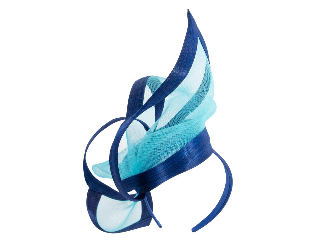 Bespoke Blue and Turquoise Racing Fascinator by Fillies Collection - Image 6