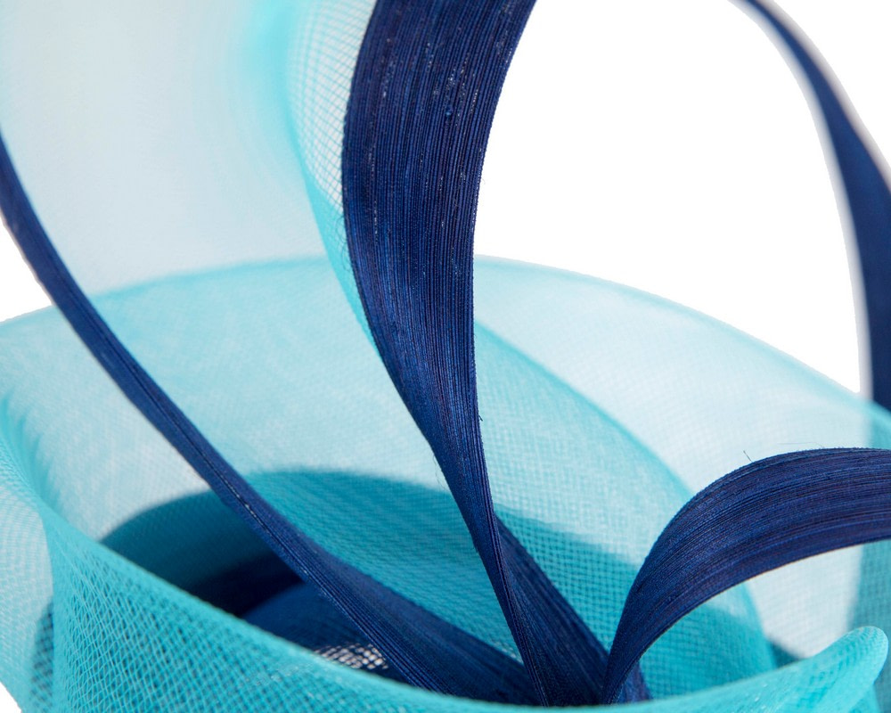 Bespoke Blue and Turquoise Racing Fascinator by Fillies Collection - Image 5