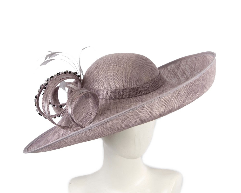 Wide brim lilac sinamay fashion hat