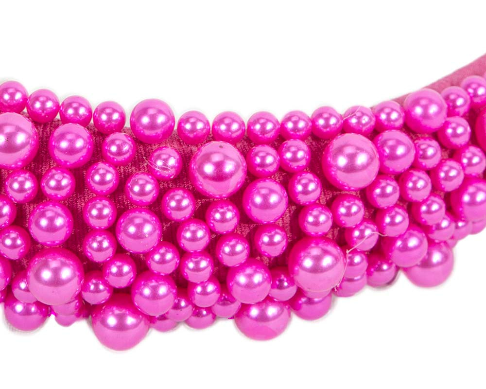 Fuchsia pearls fascinator headband - Image 3