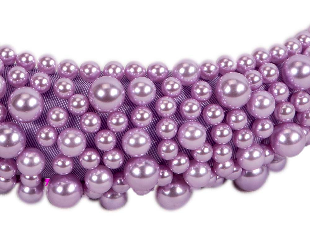 Lilac pearls fascinator headband - Image 3