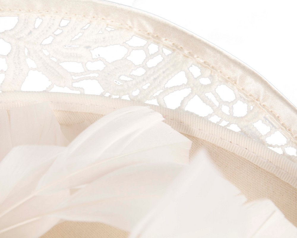 Large cream winter fascinator by Fillies Collection - Image 5
