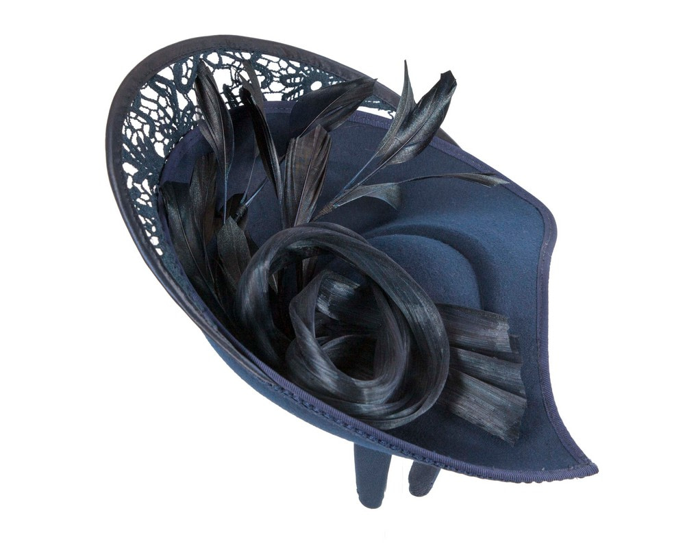 Large navy winter fascinator by Fillies Collection - Image 4
