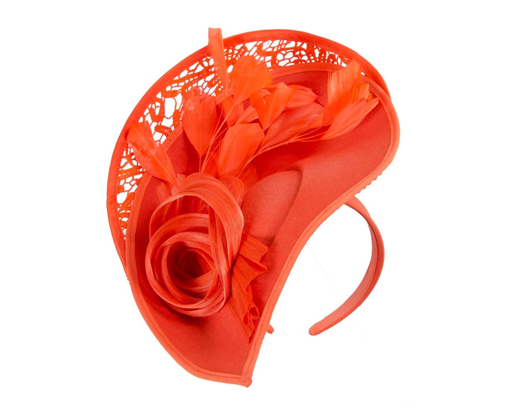 Large orange winter fascinator by Fillies Collection - Fascinators.com.au Large orange winter fascinator by Fillies Collection - Image 2