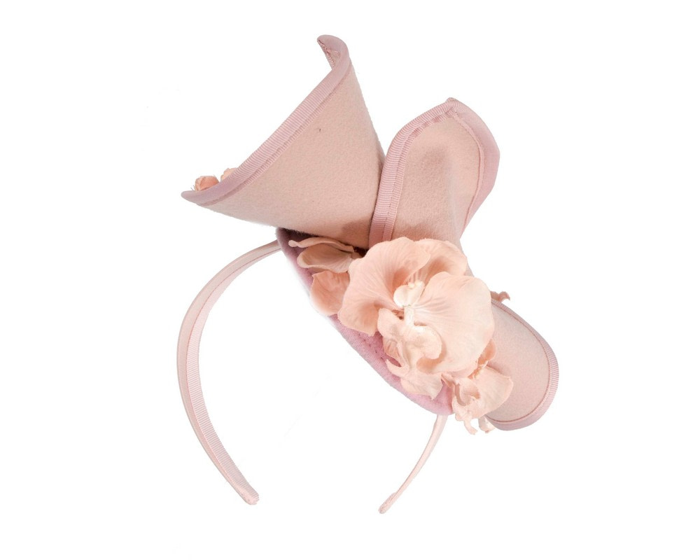 Blush winter fascinator with orchid by Fillies Collection - Image 6