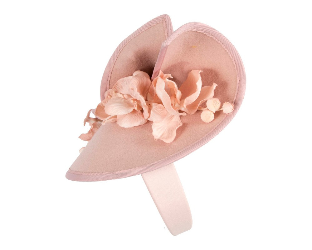 Blush winter fascinator with orchid by Fillies Collection - Image 3