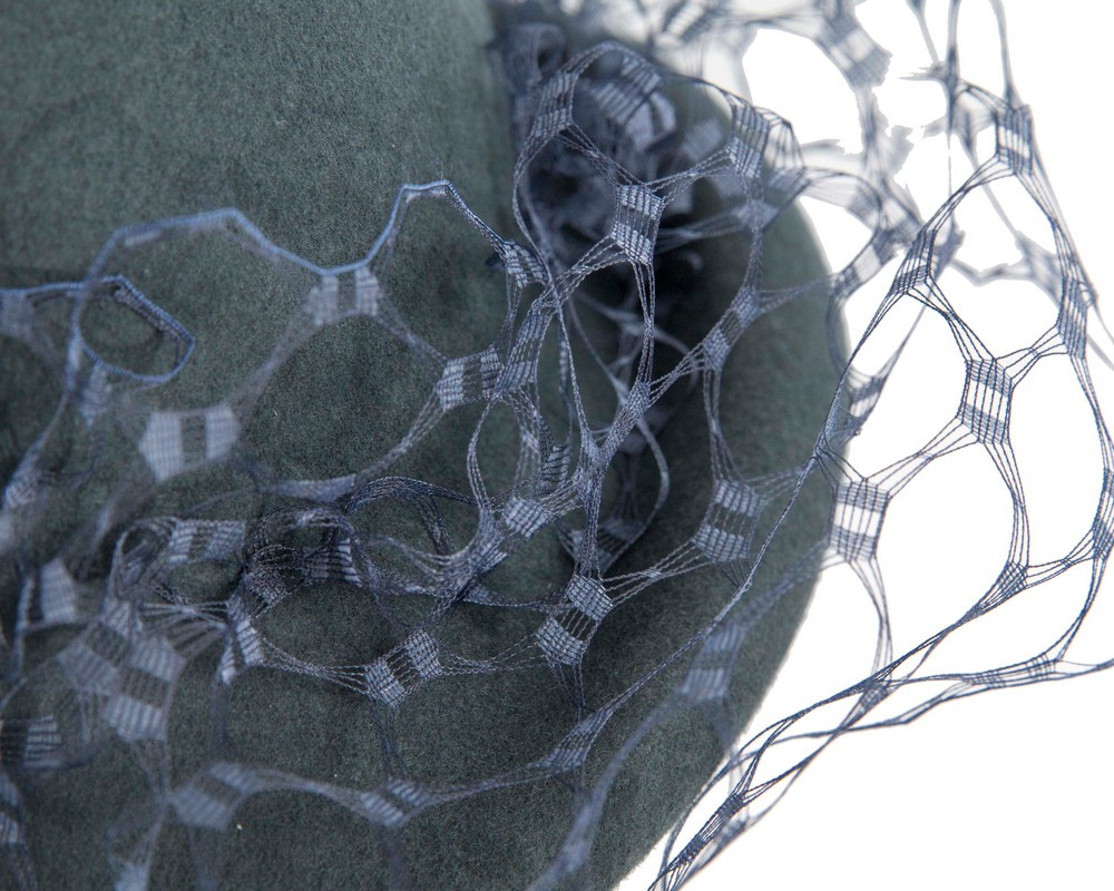 Blue grey felt cloche winter hat by Fillies Collection - Image 5