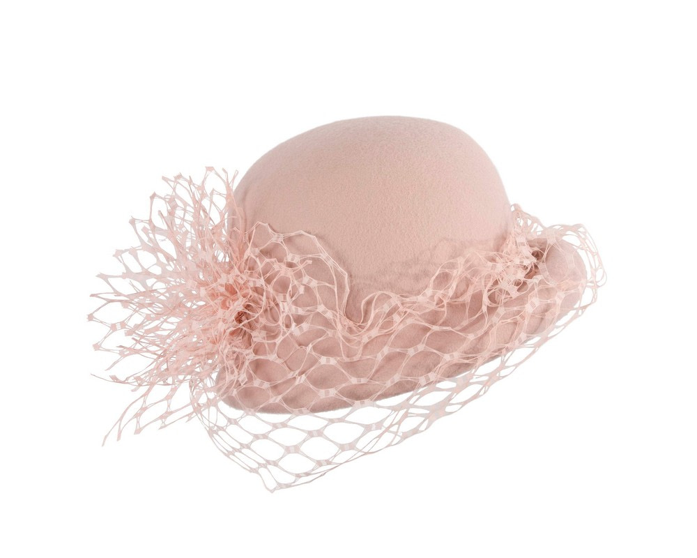 Blush felt cloche winter hat by Fillies Collection - Image 2