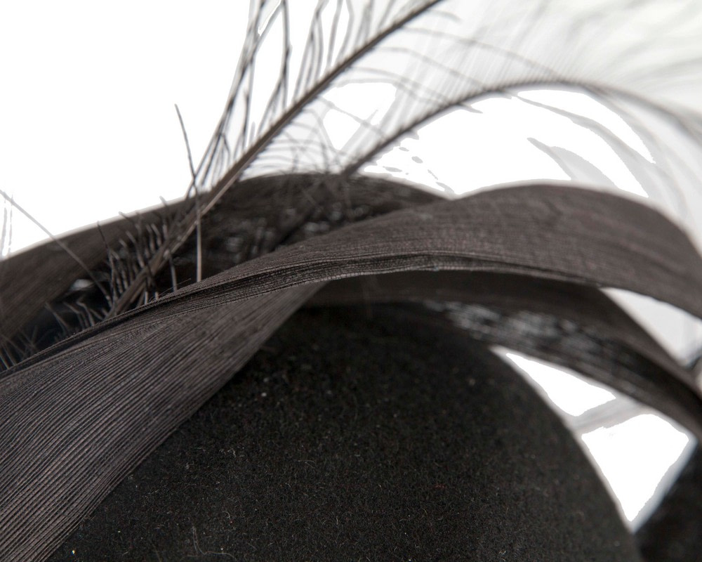 Black felt hat by Fillies Collection - Fascinators.com.au Black felt hat by Fillies Collection - Image 4