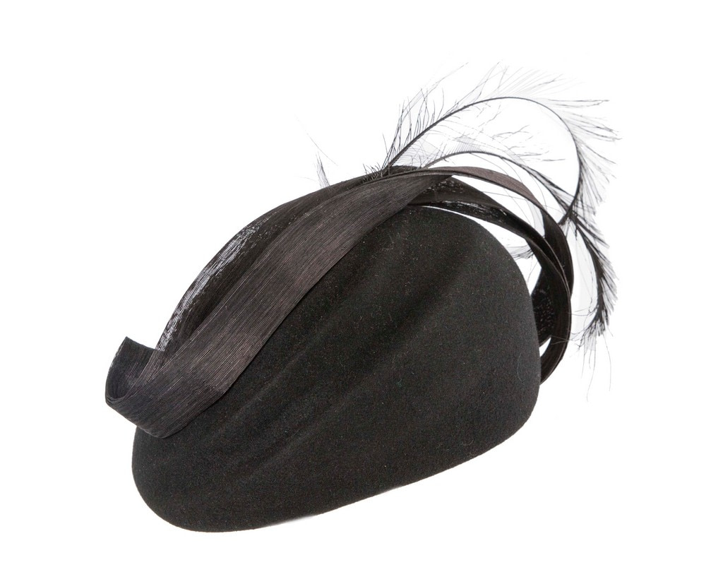 Black felt hat by Fillies Collection - Fascinators.com.au Black felt hat by Fillies Collection - Image 2