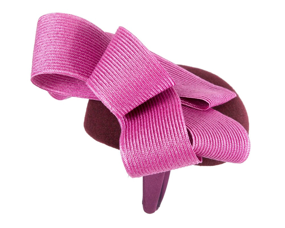 Wine & fuchsia winter racing fascinator by Fillies Collection - Fascinators.com.au Wine & fuchsia winter racing fascinator by Fillies Collection - Image 4