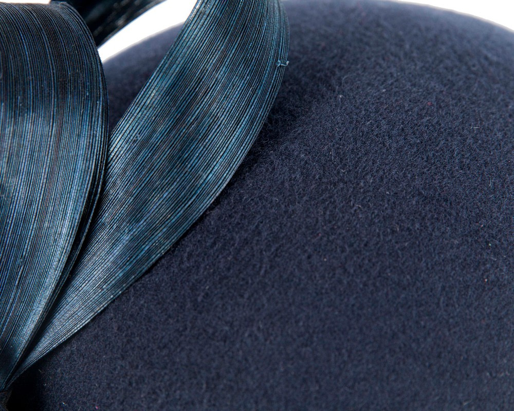 Navy winter felt beret hat by Fillies Collection - Image 5