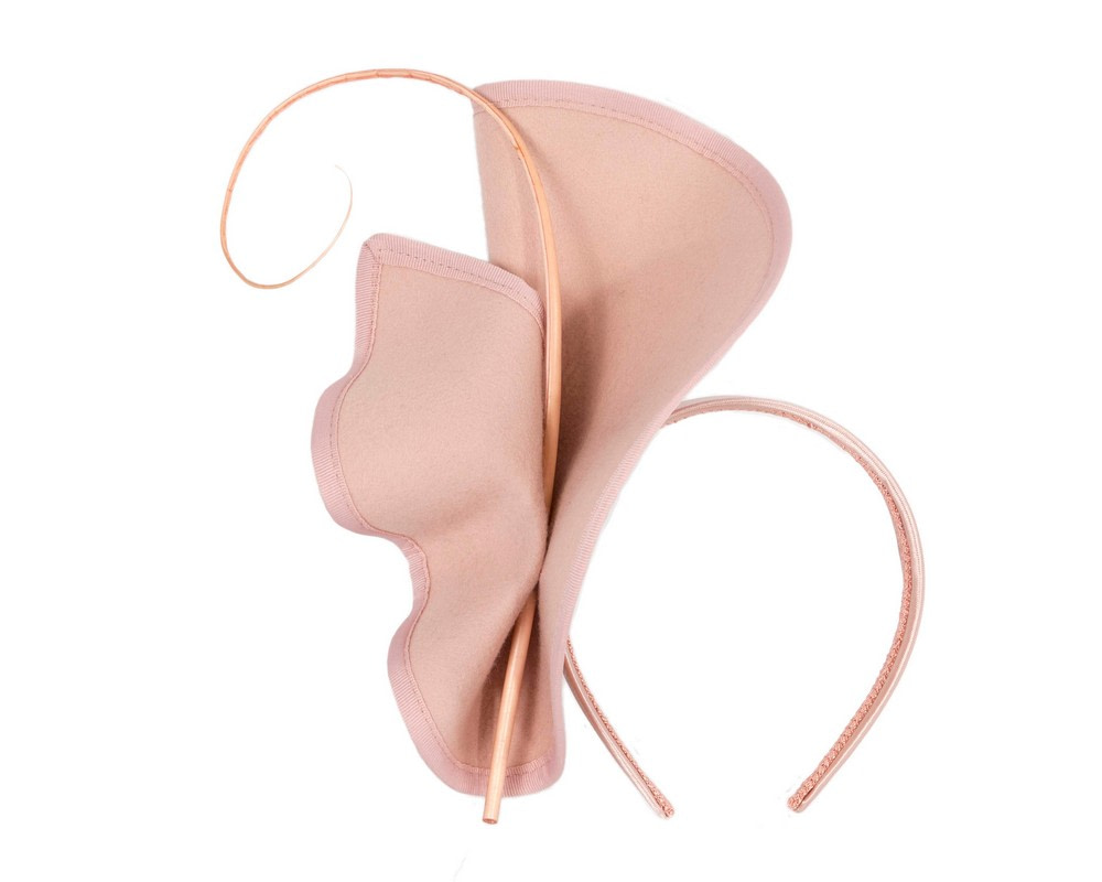 Blush felt winter fascinator by Fillies Collection - Fascinators.com.au Blush felt winter fascinator by Fillies Collection - Image 2