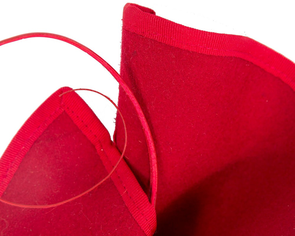 Red felt winter fascinator by Fillies Collection - Image 3