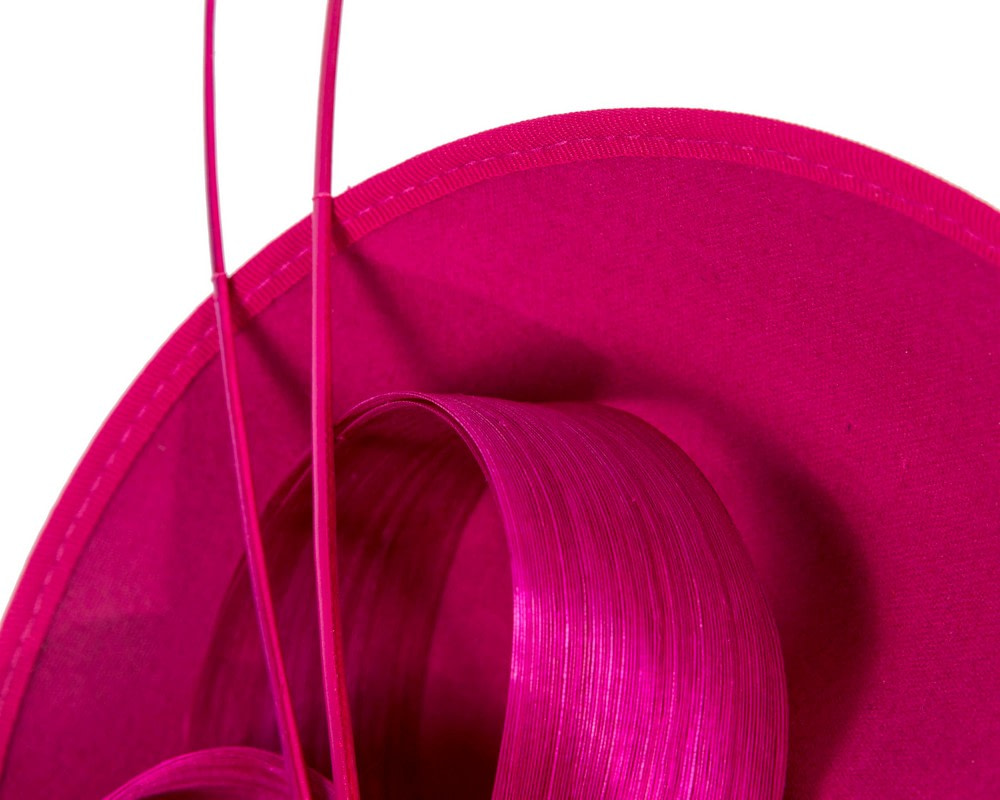 Fuchsia winter fascinator with bow and feathers - Image 3
