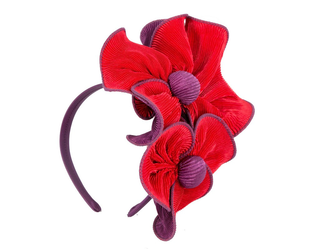 Novel design red & purple flower fascinator - Image 2