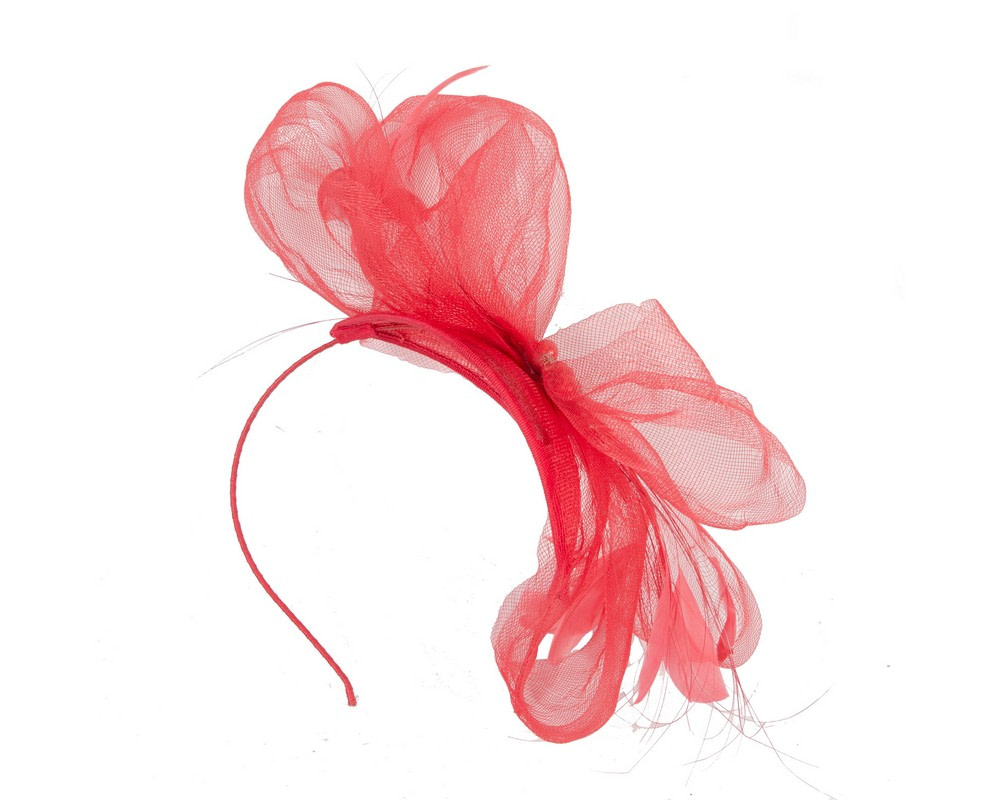 Red crinoline bow fascinator headband - Image 4