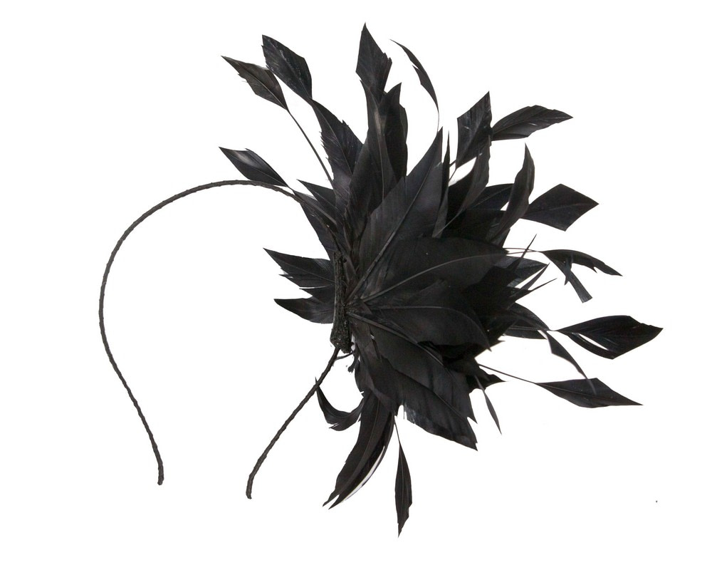 Black feather flower fascinator by Max Alexander - Image 4