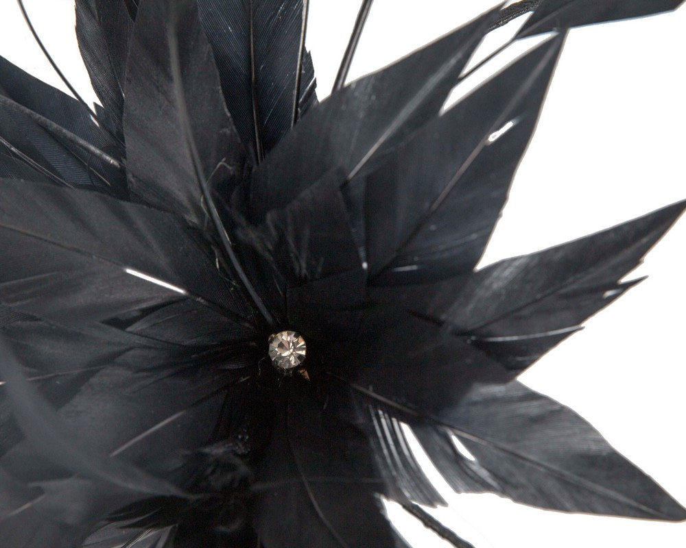 Black feather flower fascinator by Max Alexander - Image 3