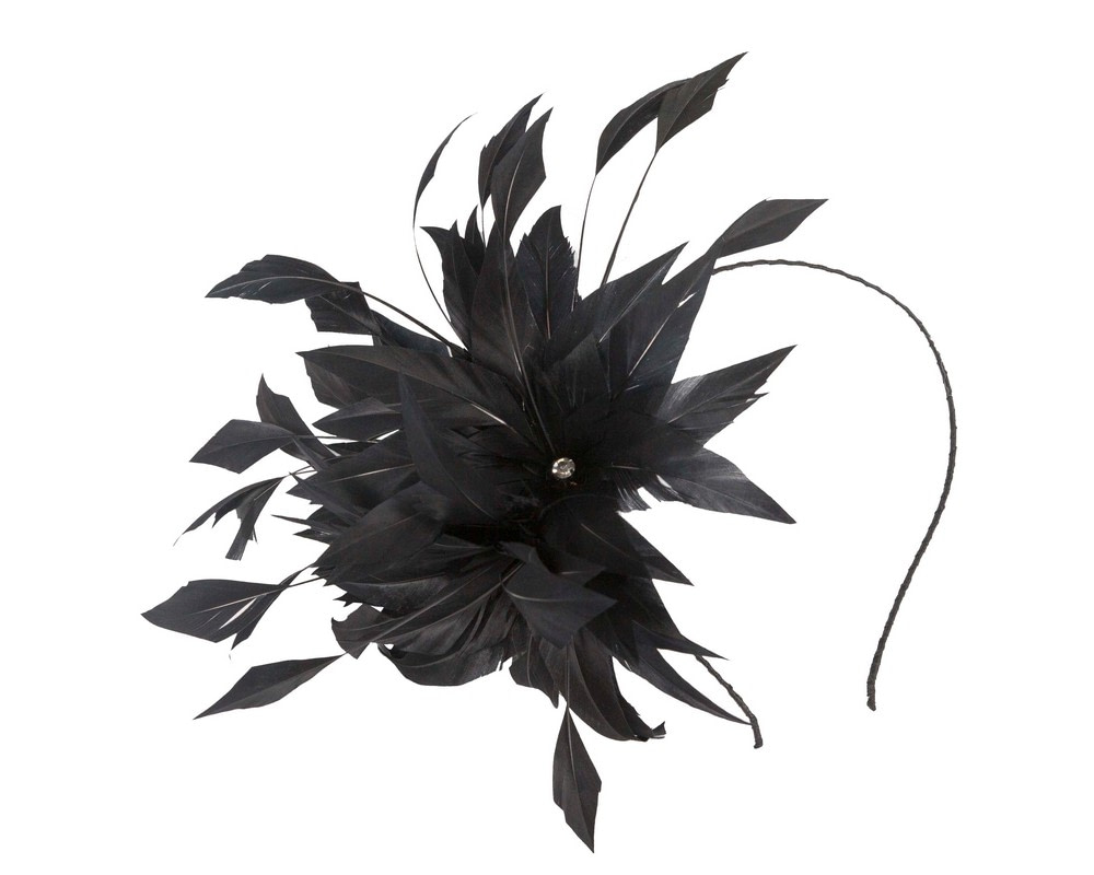 Black feather flower fascinator by Max Alexander - Image 2