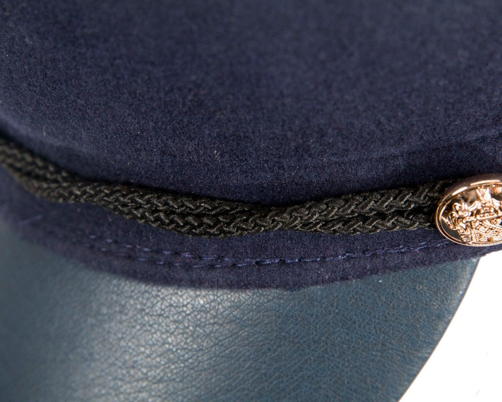 Navy felt captains cap fashion hat - Fascinators.com.au Navy felt captains cap fashion hat - Image 5