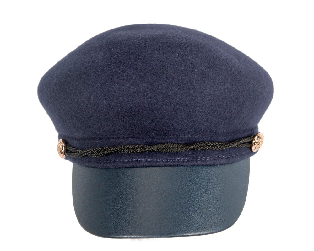 Navy felt captains cap fashion hat - Fascinators.com.au Navy felt captains cap fashion hat - Image 4
